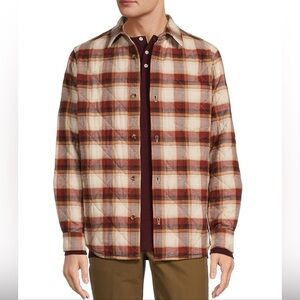 Roundtree & Yorke Quilted Plaid Shirt Jacket Wineberry Red Size L NWT